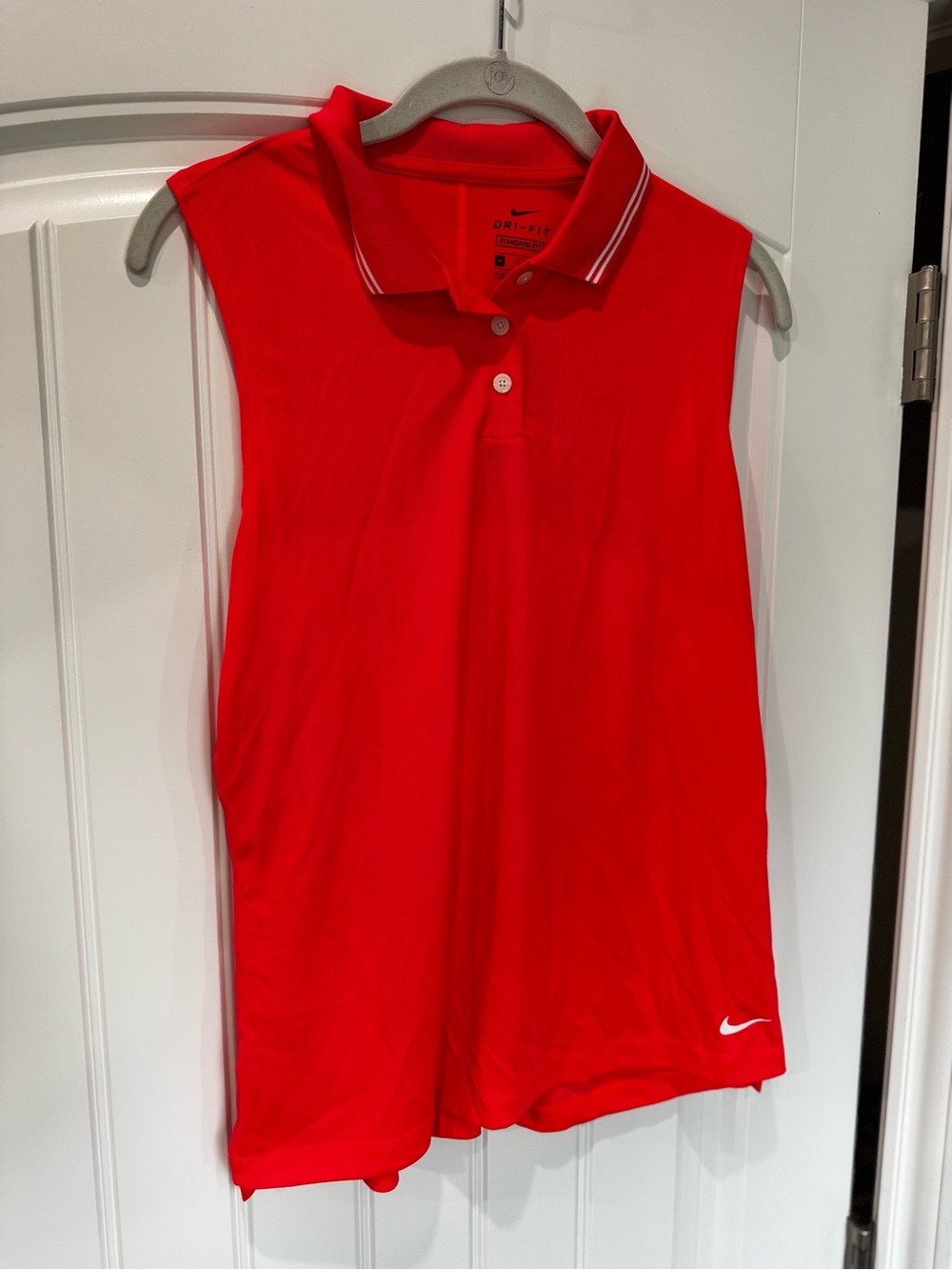 Nike Dri-FIT Sleeveless Golf Polo Top M Coral Pink NWT